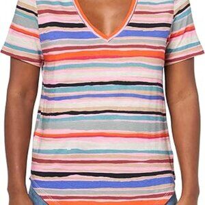 NIC+ZOE Women's Painted Stripes V-Neck Tee
